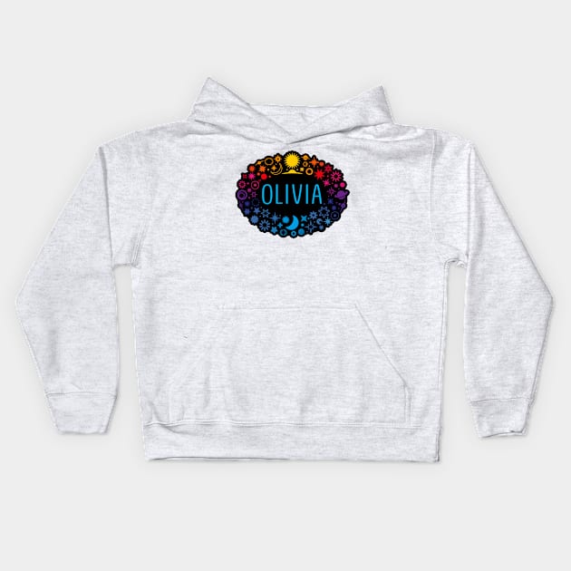 Olivia name with stars Kids Hoodie by WildMeART